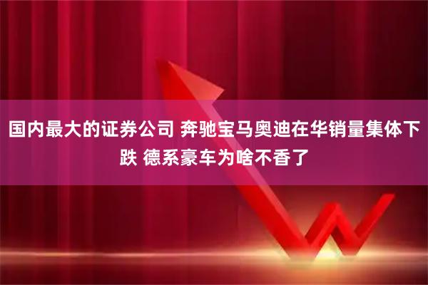 国内最大的证券公司 奔驰宝马奥迪在华销量集体下跌 德系豪车为啥不香了